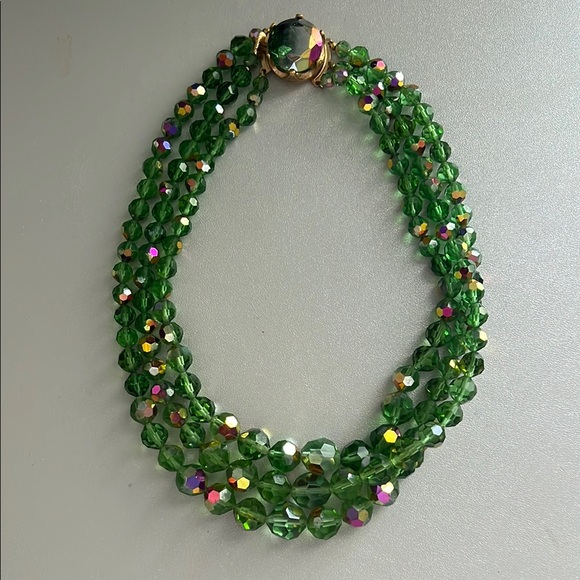 Luxurious Green and Gold Multi-Strand Necklace - Picture 1 of 5